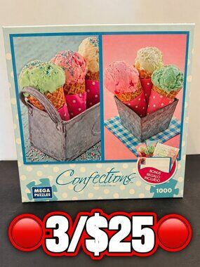 Mega Puzzles Confections Ice Cream 1000 Piece Puzzle 🔴3/$25🔴